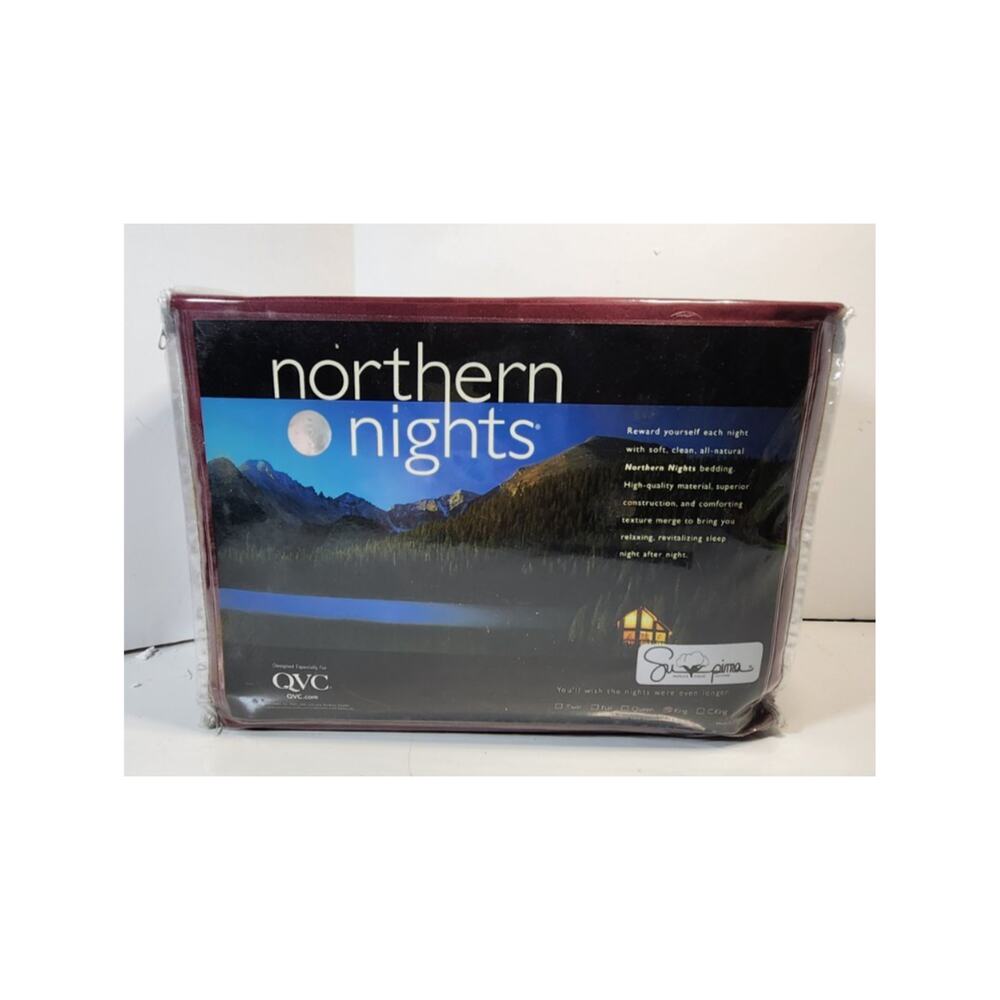 QVC Northern Nights 100% Supima Cotton KING Sheet Set Burgandy Wine Cordovan